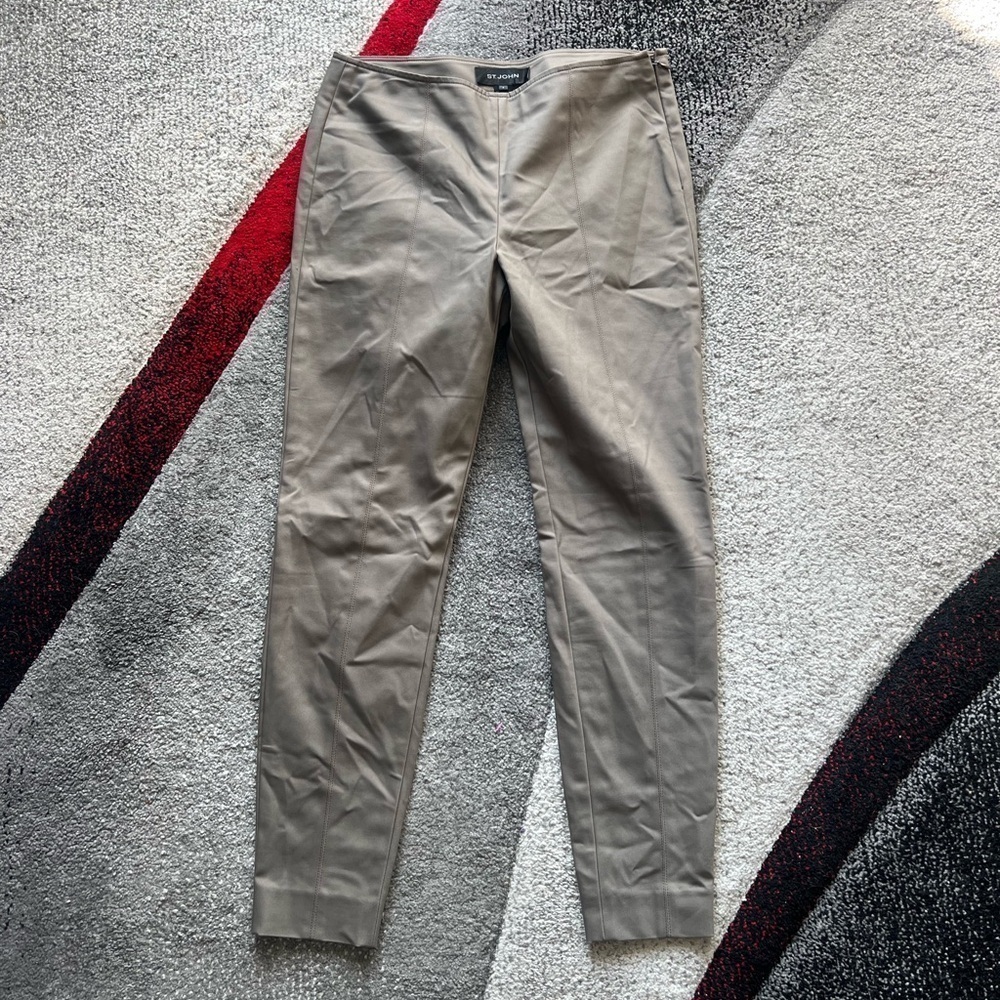 St. John Olive Slim Fit Nylon Blend Pull On Pants